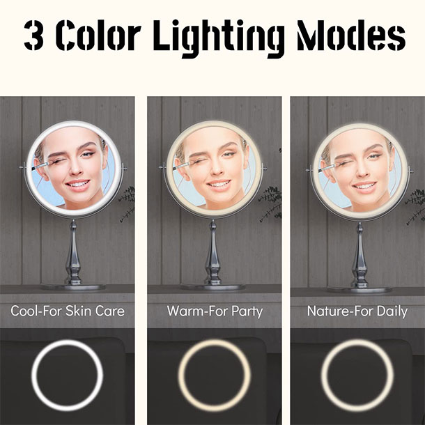 9" Lighted Makeup Mirror with Dimmable Lights